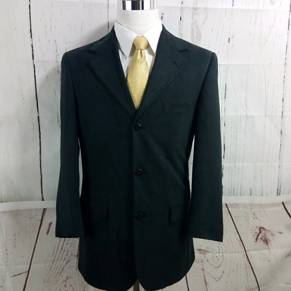 Bert Pulitzer Supra Suede 37R 3 Button Black Suit Blazer Sports Coat